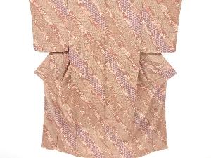 斜め縞に花古典柄小紋着物